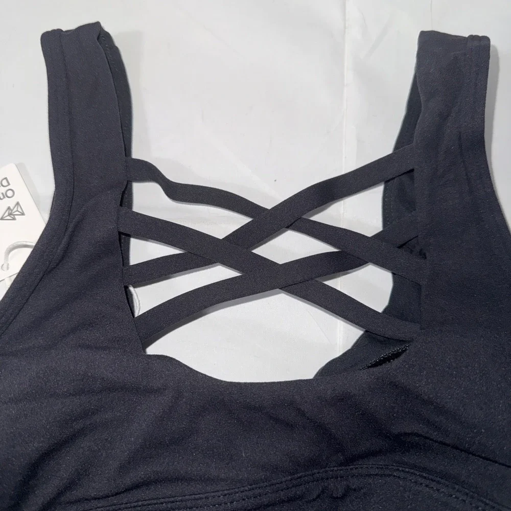 Yvette Women's Cross Back Sports Bras U-Neck Yoga‎ Bra with Wide Strap New